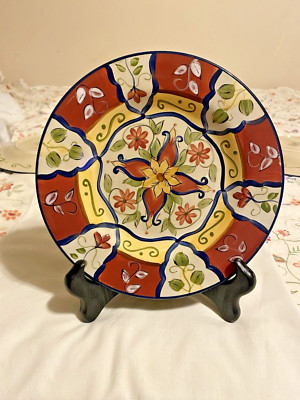 Salad Plate Pier 1 Imports Vallarta Collection 9 Inch Red Yellow Multicolor-image