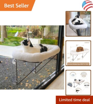 Elegant Cat Window Seat: 100% Metal with Cozy Washable Bed for Comfortable Rest-image