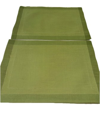 Pier 1 Imports 6 Green Placemats 100% Cotton 13.5” X 20” Elegant Design-image