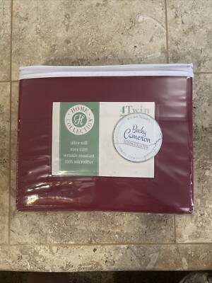 New Becky Cameron 1800 Series Twin Sheet Set Home Collection Burgundy See Photos-image