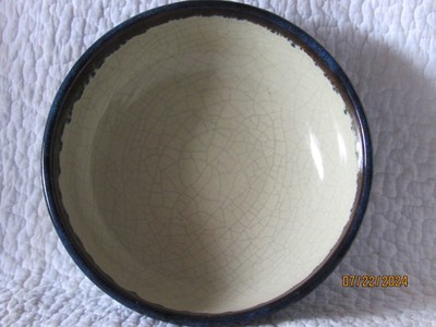 Pier 1 Imports Crackle Collection BLUE Large Salad / Serving Bowl EUC 10 1/4