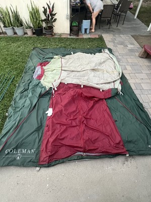 Vintage 80’ Coleman 12’x9’ Cabin Camping Tent Large Green With Poles And Stakes-image