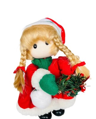 Terrys Village Christmas Doll Wind Up Musical Jingle All Way Moving Working vtg-image