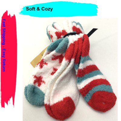 Soft & Cozy 3-pack Socks, White/Red, One Size-image