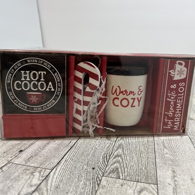 Hot Cocoa Christmas Decor Set Warm & Cozy Mud & Candy Cane Holiday Time NEW-image