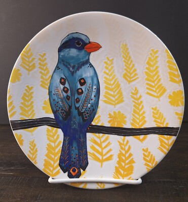Replacement- Pier 1 Blue Tropical Bird Decorative Plate W/Leaf Background 8
