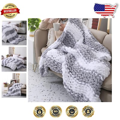 Luxury Soft Cozy Chunky Knit Chenille Blanket – 50x60” for Elegance & Comfort-image