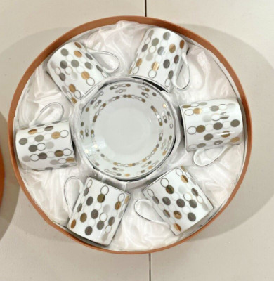 Fine Porcelain German Design Gold Star Imports Coffee/Expresso Cups Set  6 - NEW-image