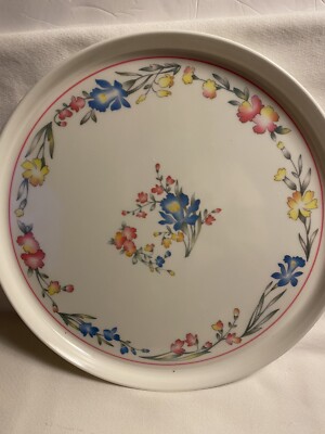 Design Imports Made in Italy melamine round floral design Serving Tray-image