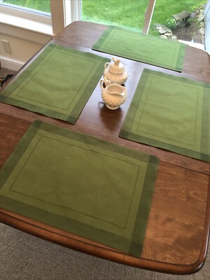 Pier 1 Imports 6 Green Reversible Placemats 100% Cotton 20x14 NWOT-image