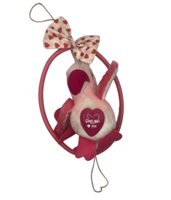 Dan-dee Imports Pink Hanging Parrot Bird 1979 Stuffed Animal Toy Valentine VTG-image