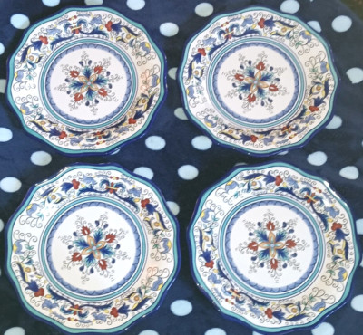 Set of 4 Pier 1 San Marino Hand Painted Earthenware 11