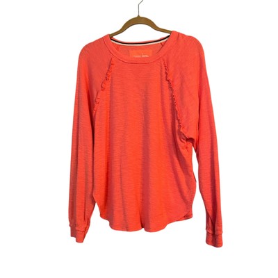 Pilcro Coral Long Sleeve Shirt Top Ruffle Detail Small Soft Cozy Loungewear -image