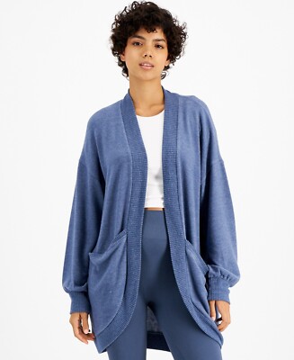 Hippie Rose Juniors' Cocoon Cozy Cardigan Dusty Indigo Size Large-image