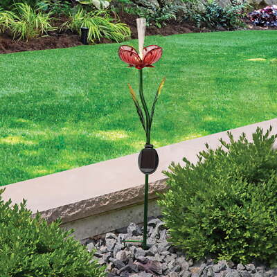 Better Homes & Gardens Solar LED Red Rose Glass & Metal Stake Light Outdoor,New-image