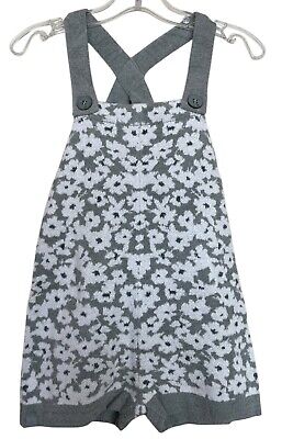 Barefoot Dreams Short Romper Girls Size 4t/5t Gray White Floral Come Cozy Soft-image
