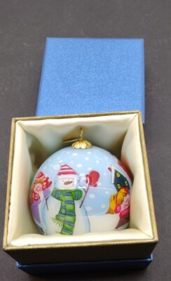 Pier One Imports Christmas  Ornament-kids making snowmen-Li Bein 2015. Adorable-image