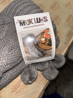 MUK LUKS Women's 'POM CABIN' Dark Grey Sweater Socks L/XL (8-11) NEW-image