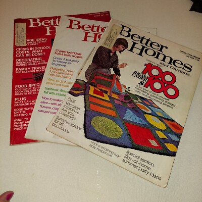 3  BETTER HOMES & GARDENS MAGAZINES 1970'S ERA vintage decorating decor coupons-image