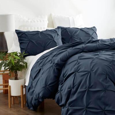 Becky Cameron King Duvet Cover Set Microfiber Reversible Machine Wash Navy 3-PCS-image