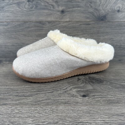 Dearfoam Women's Memory Foam Comfort Slippers Size M 7-8 Gray Cozy Faux Fir-image