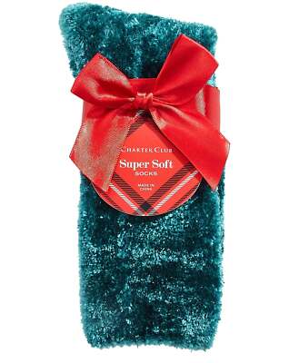 Charter Club Women's Chenille Super Soft Cozy Socks ONE SIZE Jungle Green-image