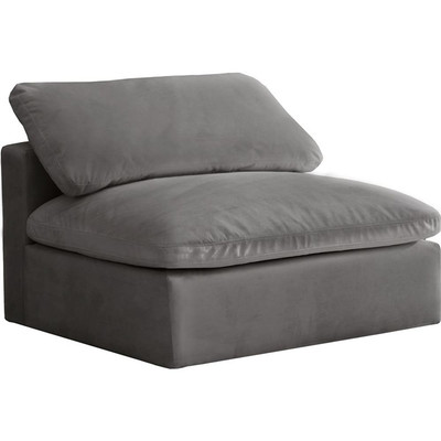 Meridian Furniture Cozy Gray Velvet Modular Armless Chair-image