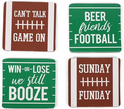 DII Design Import Football Game Day Coasters Set 4 Hostess Gift Fan Party Bar-image