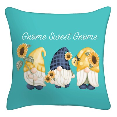Mainstays Sunflower Gnome 16in Reversible Indoor or Outdoor Throw Toss Pillow-image