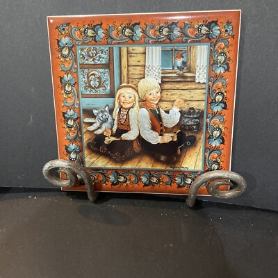 Vintage Bergquist Imports Risengrynsgrot Children Tile/Trivet. 6