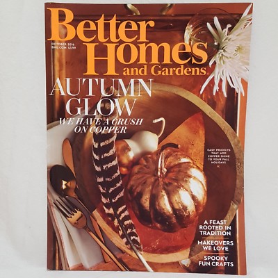 Better Homes and Gardens Magazine Oct 2016 Autumn Glow Fall Copper Halloween -image
