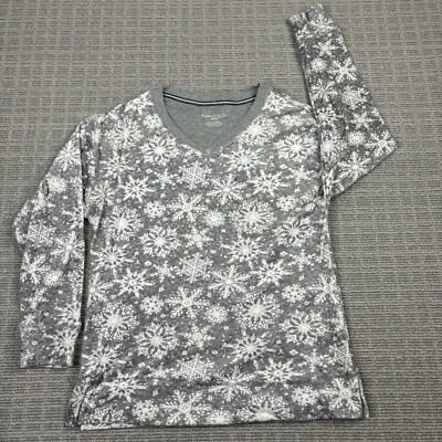 Nautica Sweater Womens Small Knit White Grey Long Sleeve V Neck Comfortable-image