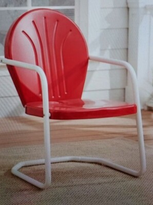 Mainstays Retro Outdoor Metal Chair Weather-Resistant Red-image