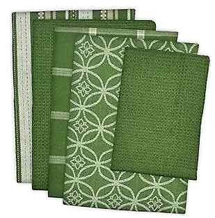  Assorted Woven Kitchen Set, Dishtowel, 18x28, Dishcloth, 13x13, 5 Piece Sage-image