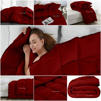 Superb Ultra Soft Goose Down Alternative Comforter Full XL Size Burgundy Solid-image