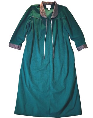 Cinema Etoile Robe Housecoat Womens Sz 1x Green Velour Warm Cozy Comfort Cottage-image