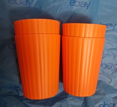 4  pcs Mainstays Plastic ribbed Tumblers 18 oz orange-image