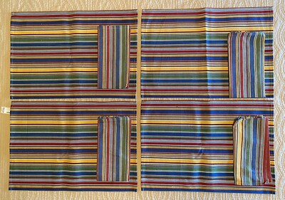 Pier 1 Imports Havanna Stripe 4 Striped Placemats + 4 Napkins Set 100% Cotton-image