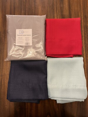 Lot Set Of Mainstays Polyester Valances, Gray, Navy Blue, Red, Aqua 1.0