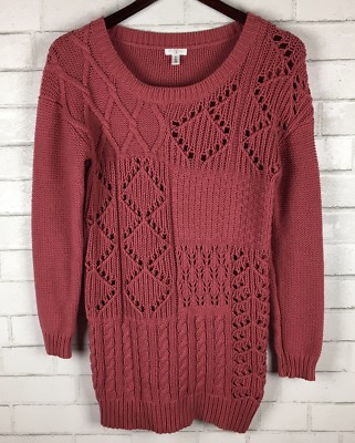 BP Quilted Cozy Knit Sweater Tunic Long Sleeves Pale Pink Cozy Soft Size M-image