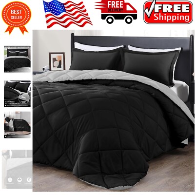 Modern 3-Piece Full Comforter Set - Reversible Sham Bedding for All Seasons-image