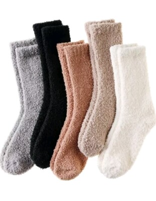 Lot Of 5 Velice Womens Soft Cozy Slipper Socks Winter Warm Plush Fuzzy Socks-image