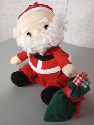 Vintage Hand Stitched Wind Up Animated Musical Santa Claus Sitting With Gifts-image