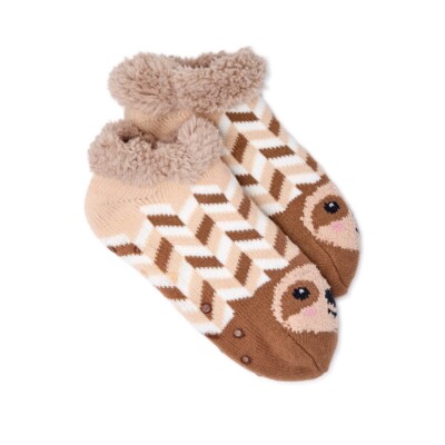 Women’s Size 4-10 Joyspun Brown Sloth Cozy Ankle Socks-image
