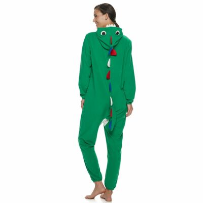 NWT, $48. Jammies For Your Families Womens Cozy One Dino Pajama SMALL Green-image