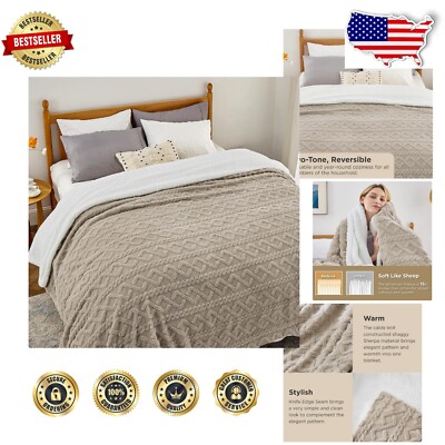 Cozy King Size Sherpa Blanket, 108x90in - Soft & Reversible for All Seasons-image