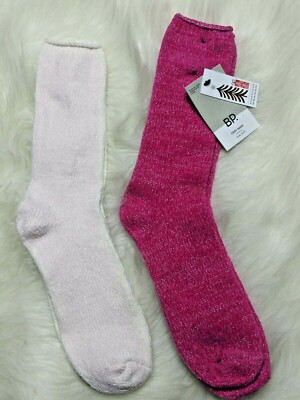 BP Nordstrom Cozy Socks 2 Pair Pink Ivory Women's One Size New-image