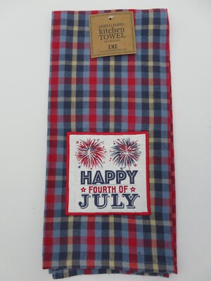 DII~ Embellished Kitchen Towel 18 x 28 inches ~ Happy 4th Fireworks EMBL Towel-image