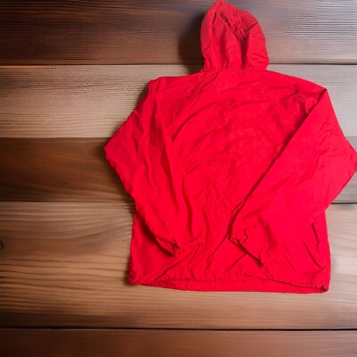 Vintage LL Bean Jacket Mens Med  Red Nylon Anorak Pullover Made in USA-image