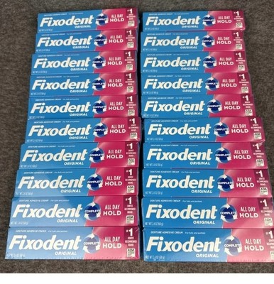 Lot (4) 5 Packs (20) Total Fixodent Original Dental Adhesive Cream 2.4oz 68g New-image